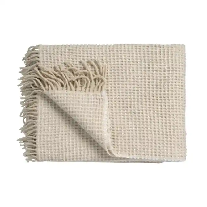 Ambachtelijk Vandyck HOME 95 PLAID bedsprei 160x260 cream tan