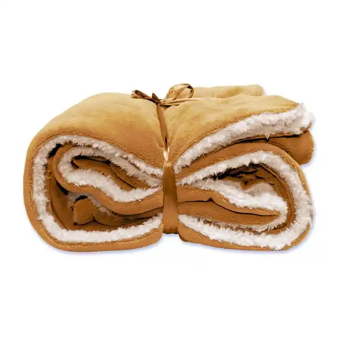 Unique Living Lars coral fleece/suede plaid 150x200cm Honey Premium