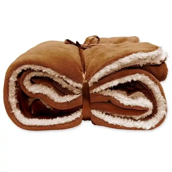 Must-Have Unique Living Lars coral fleece/suede plaid 150x200cm Leather Brown