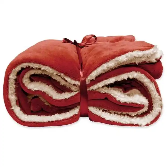 Unique Living Lars coral fleece/suede plaid 150x200cm redwood Gereduceerde Prijs