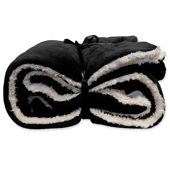 Unique Living Lars coral fleece/suede plaid 150x200cm black Budget