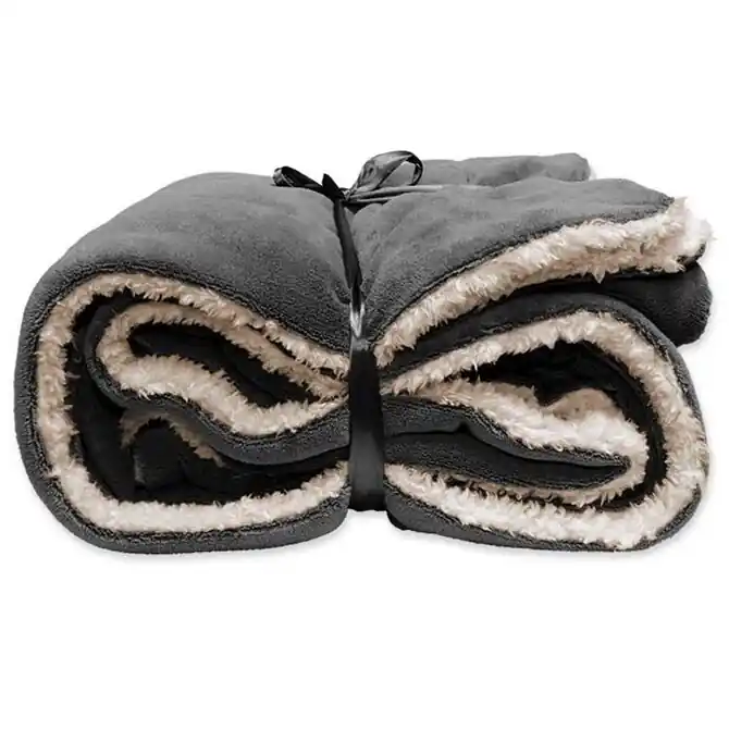 Nieuw Unique Living Lars coral fleece/suede plaid 150x200cm dark grey