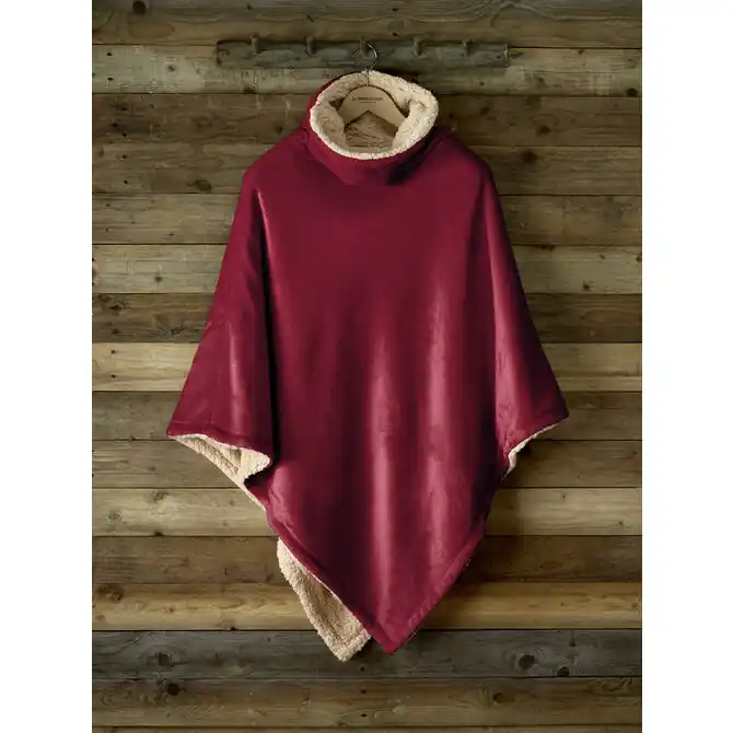 De Witte Lietaer Ganges Teddy Poncho wine red Handgemaakt