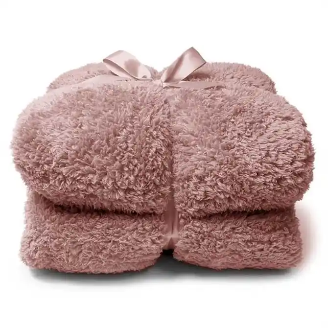 Unique Living Teddy plaid 150x200cm old pink Op = Op
