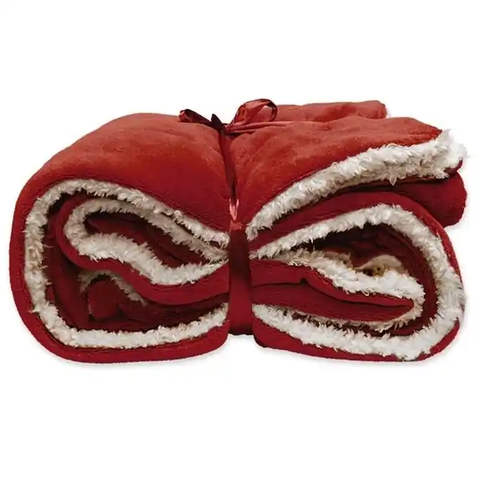 Unique Living Lars coral fleece/suede plaid 150x200cm red Nieuw