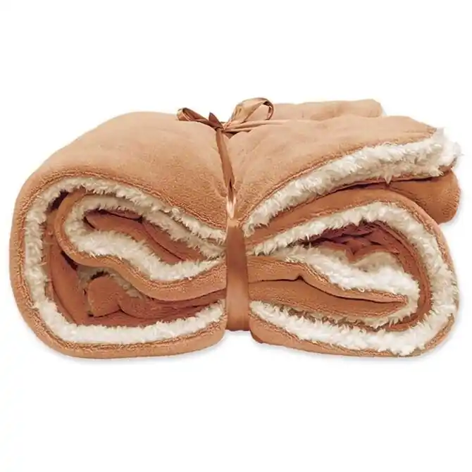 Gratis Retour Unique Living Lars coral fleece/suede plaid 150x200cm sandstone