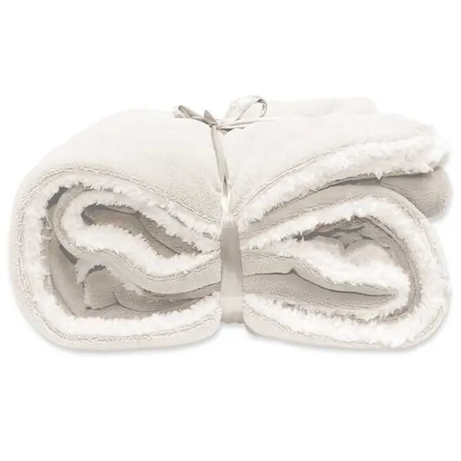 Unique Living Lars coral fleece/suede plaid 150x200cm dove white Koopje