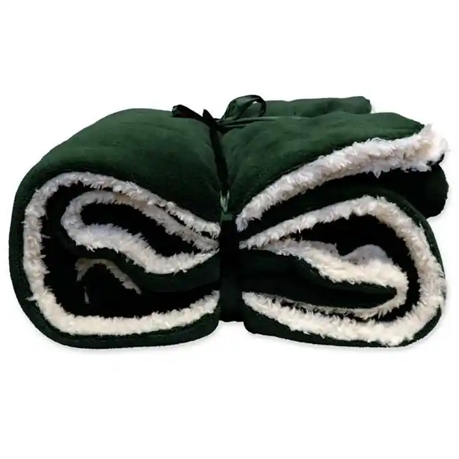 Budget Unique Living Lars coral fleece/suede plaid 150x200cm dark green