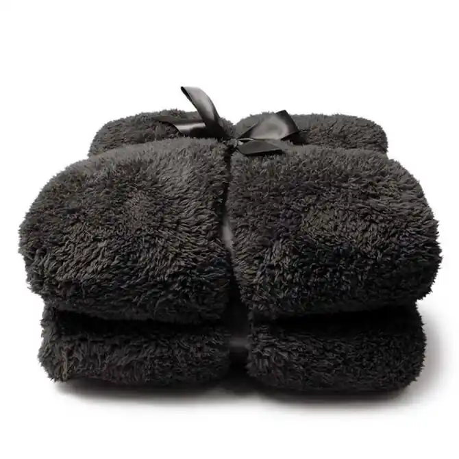 Unique Living Teddy plaid 150x200cm dark grey Laatste Versie