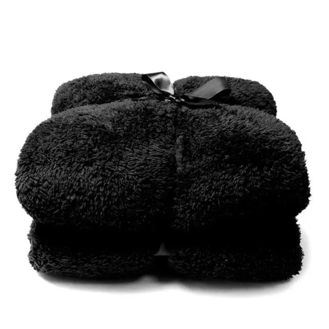 Unique Living Teddy plaid 150x200cm black Superprijs