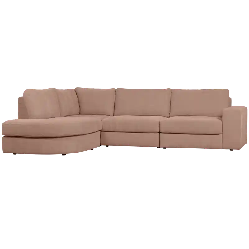 vtwonen Family Hoekbank Ronding Links - Polyester - Roze - 85x301x189 Weekendaanbieding