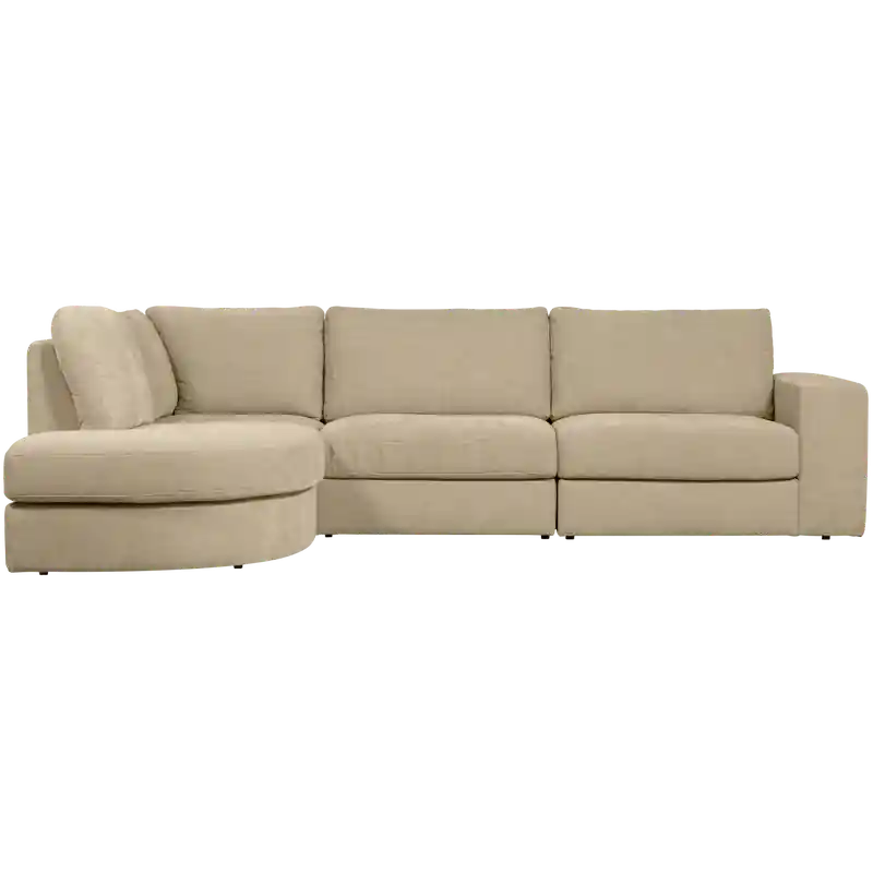Bestel Nu vtwonen Family Hoekbank Ronding Links - Polyester - Zand - 85x301x189