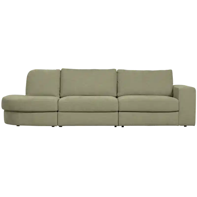 vtwonen Family 2,5-Zits Ronding Links - Polyester - Groen - 85x298x98 Snelle Levering