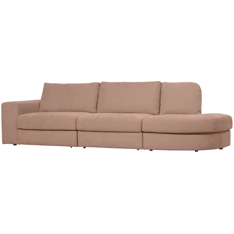 vtwonen Family 2,5-Zits Ronding Rechts - Polyester - Roze - 85x298x98 Budget
