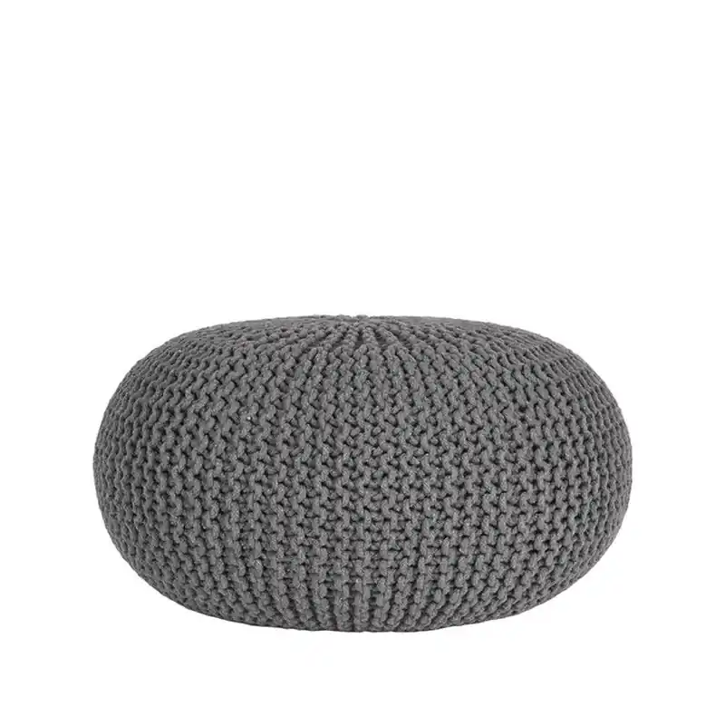 LABEL51 Poef Knitted - Donkergrijs - Katoen - L Groothandel