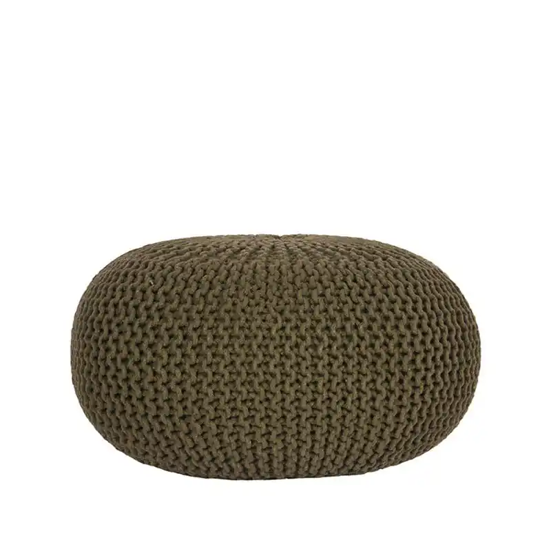 Nieuwe Collectie LABEL51 Poef Knitted - Army green - Katoen - L