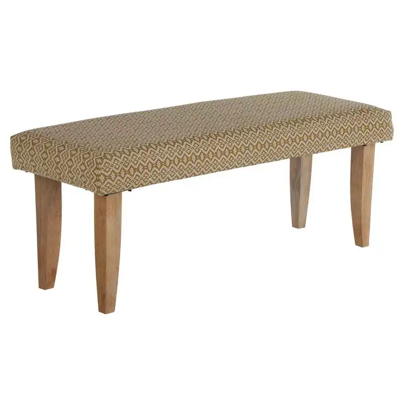 WOMO designbank wit/goud, 120x48x40 cm, stoffen bekleding met metalen poten Favoriet