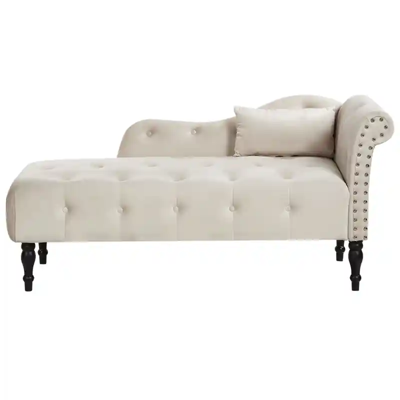 Dagaanbieding IVRY - Chaise longue - Lichtbeige - Rechtszijdig - Fluweel