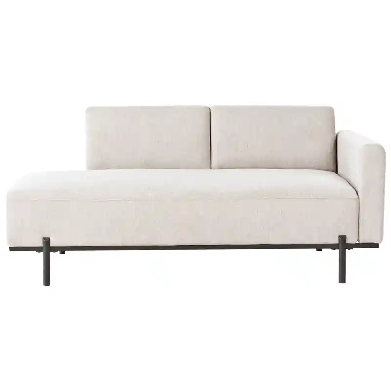 Topkwaliteit SAVASSE - Chaise longue - Lichtbeige - Kunstlinnen