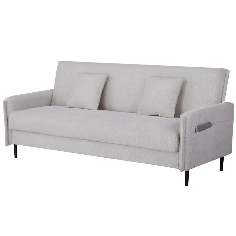 Weekendaanbieding Slaapbank 3-Zits - Stof Beige - Zithoogte 47cm - 200x85x87cm - Torvi