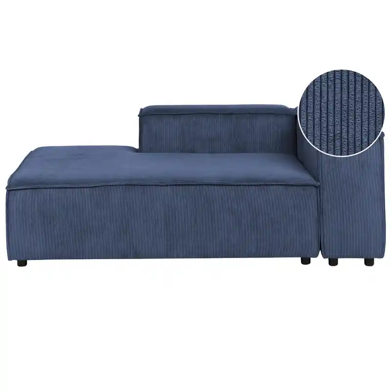 ARDAL - Chaise longue - Donkerblauw - Rechtszijdig - Corduroy Goedkoop