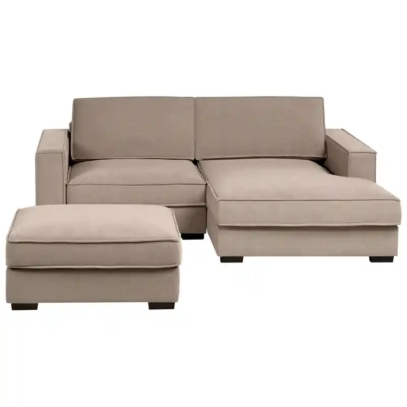 Alleen Vandaag KOLDING - Hoekbank met ottomaan - Taupe - Linkszijdig - Polyester