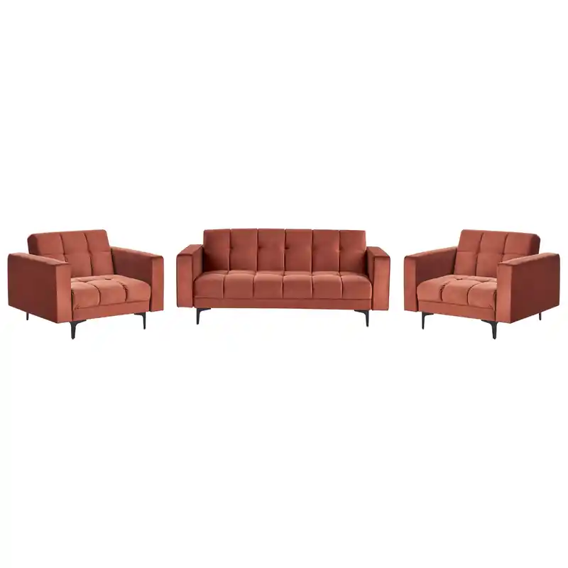 ALNES - Woonkamer set - Lichtrood - Polyester Merkproduct