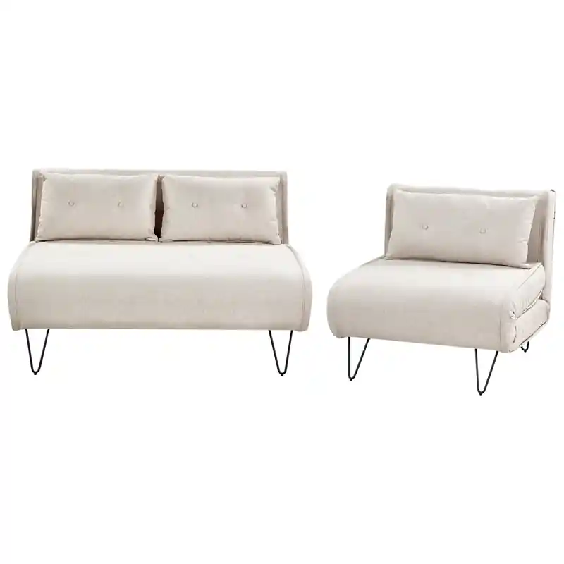 VESTFOLD - Woonkamerset - Lichtbeige - Polyester Weekendaanbieding