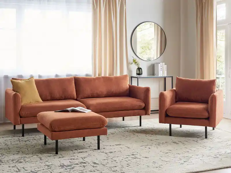 VINTERBRO - Bankenset met ottomaan - Goudbruin - Polyester Premium