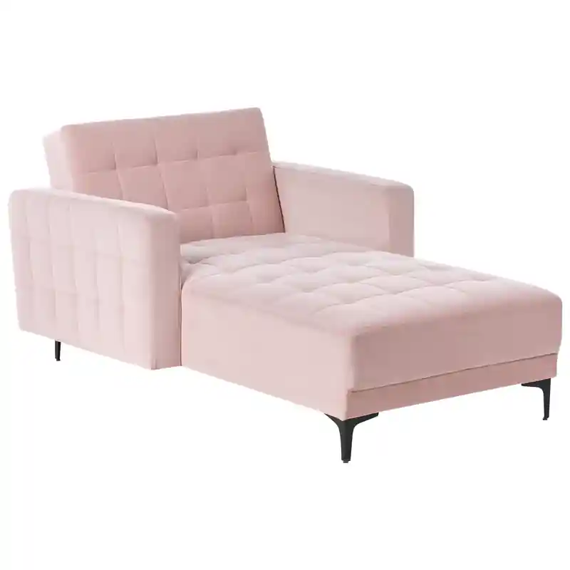 ABERDEEN - Chaise longue - Pastelroze - Fluweel Laatste Versie