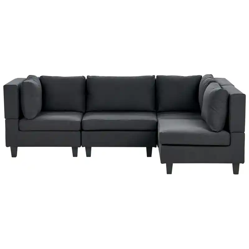 UNSTAD - 4-zitsbank modulair - Zwart - Linkszijdig - Polyester Modern
