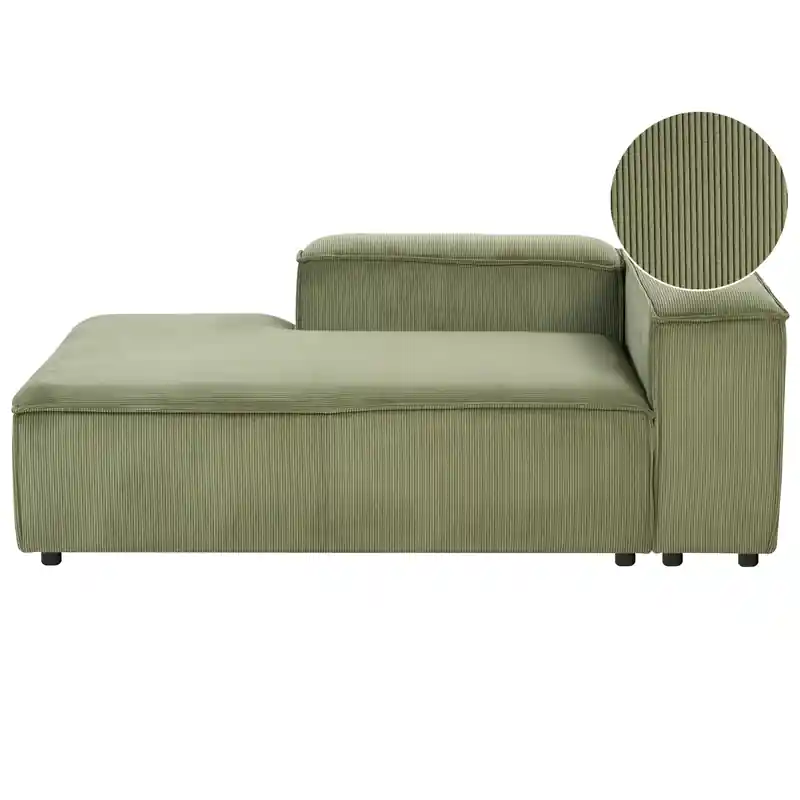 ARDAL - Chaise longue - Groen - Rechtszijdig - Corduroy Alleen Vandaag