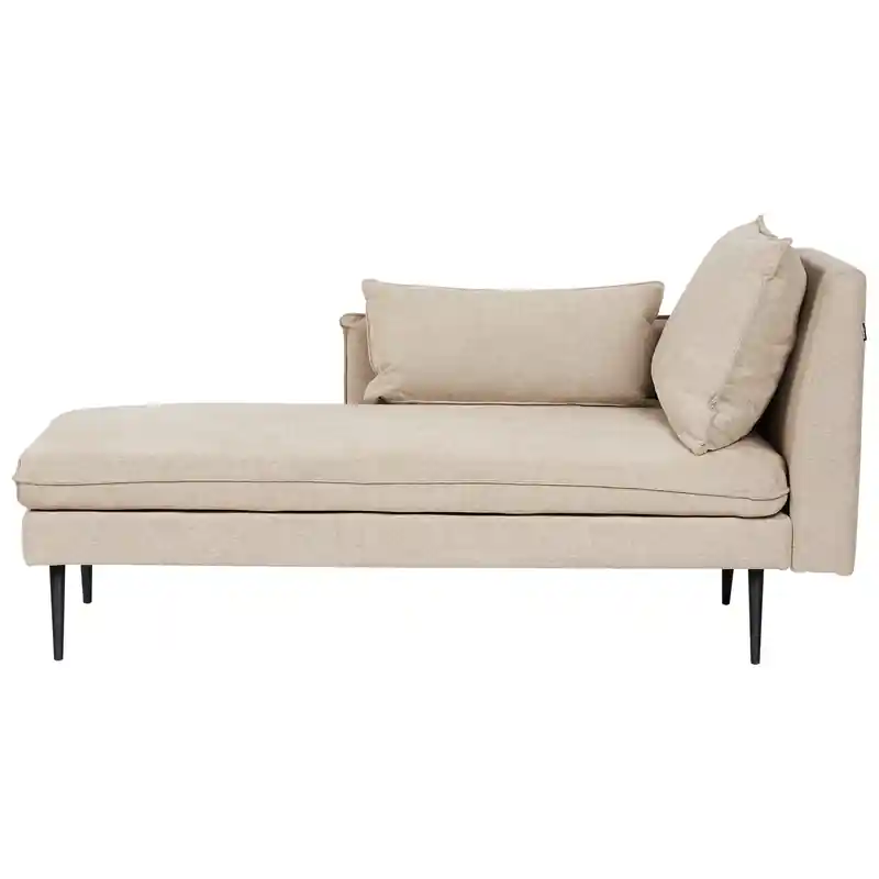 YERRES - Chaise longue - Beige - Rechtszijdig - Polyester Koop Vandaag