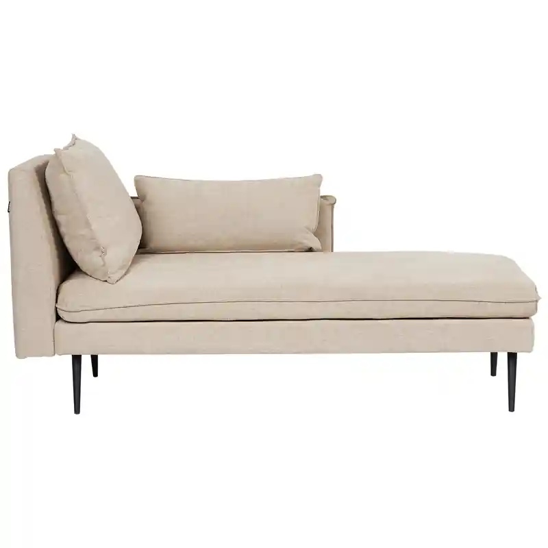 YERRES - Chaise longue - Beige - Linkszijdig - Polyester Exclusieve Aanbieding