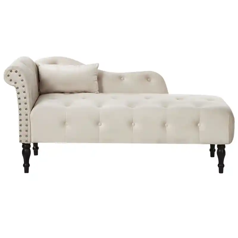 Beperkte Voorraad IVRY - Chaise longue - Lichtbeige - Linkerzijde - Fluweel