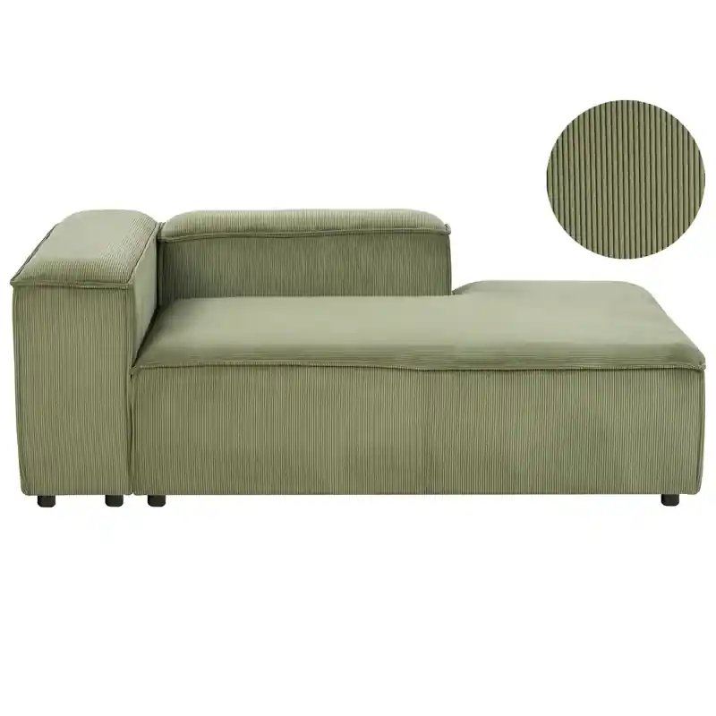 Actieprijs ARDAL - Chaise longue - Groen - Linkszijdig - Corduroy