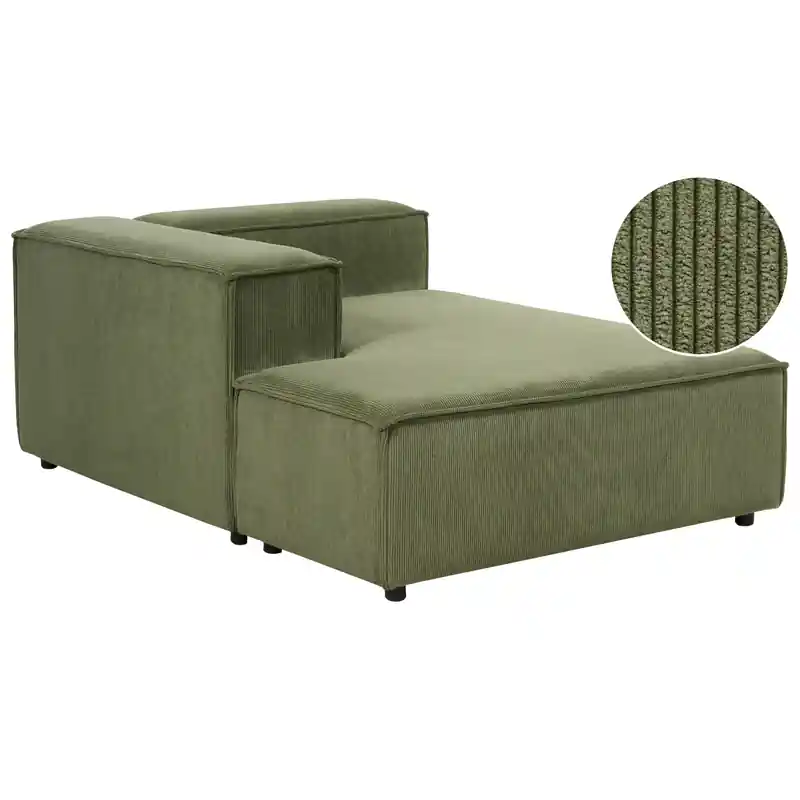 APRICA - Chaise longue - Olijfgroen - Rechtszijdig - Corduroy Hoge Kwaliteit