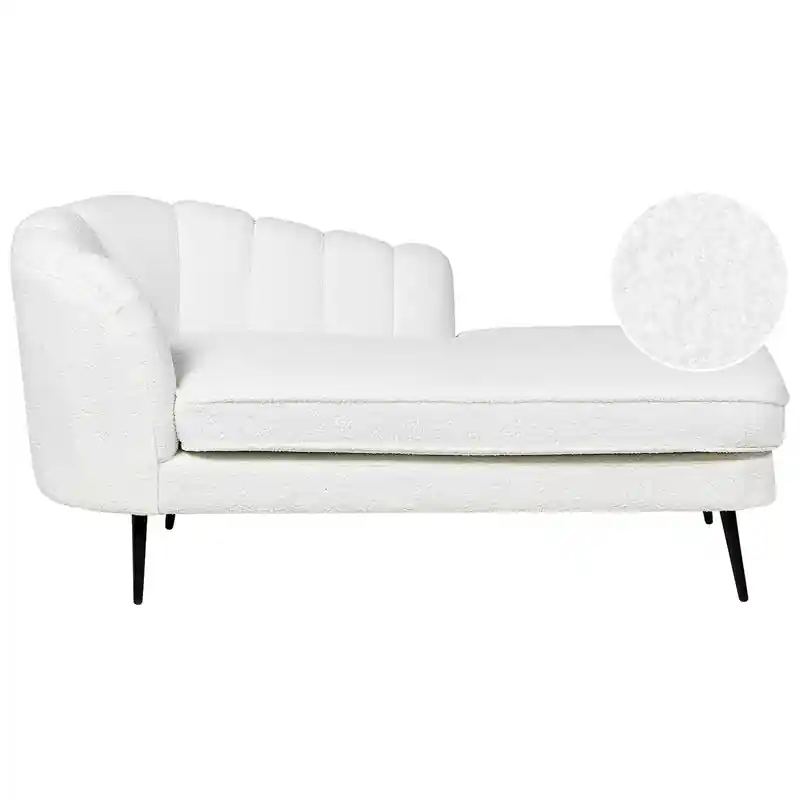 ALLIER - Chaise longue - Gebroken wit - Linkerzijde - Bouclé Ambachtelijk