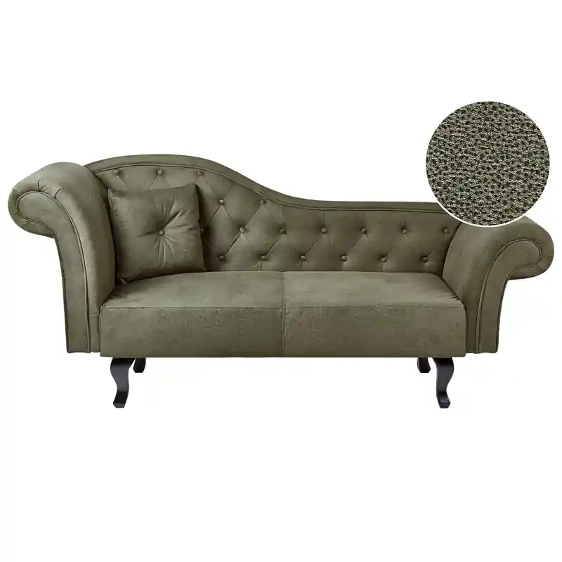 Beperkte Voorraad LATTES II - Chaise longue - Olijfgroen - Linkerzijde - Fluweel