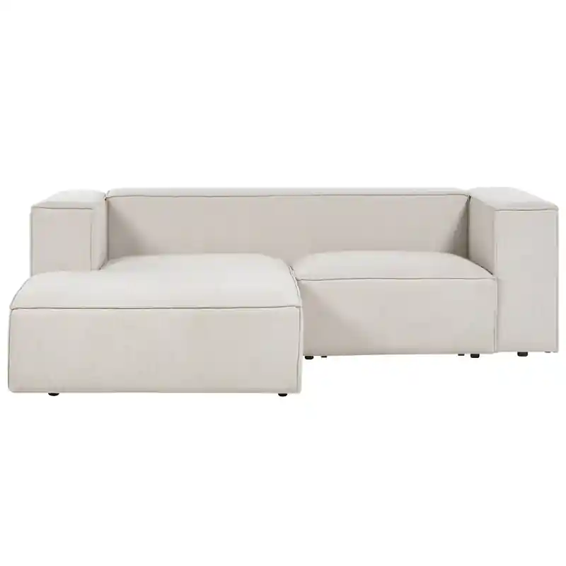 VERNON - Hoekbank 2-zits - Lichtbeige - Rechtszijdig - Polyester Korting