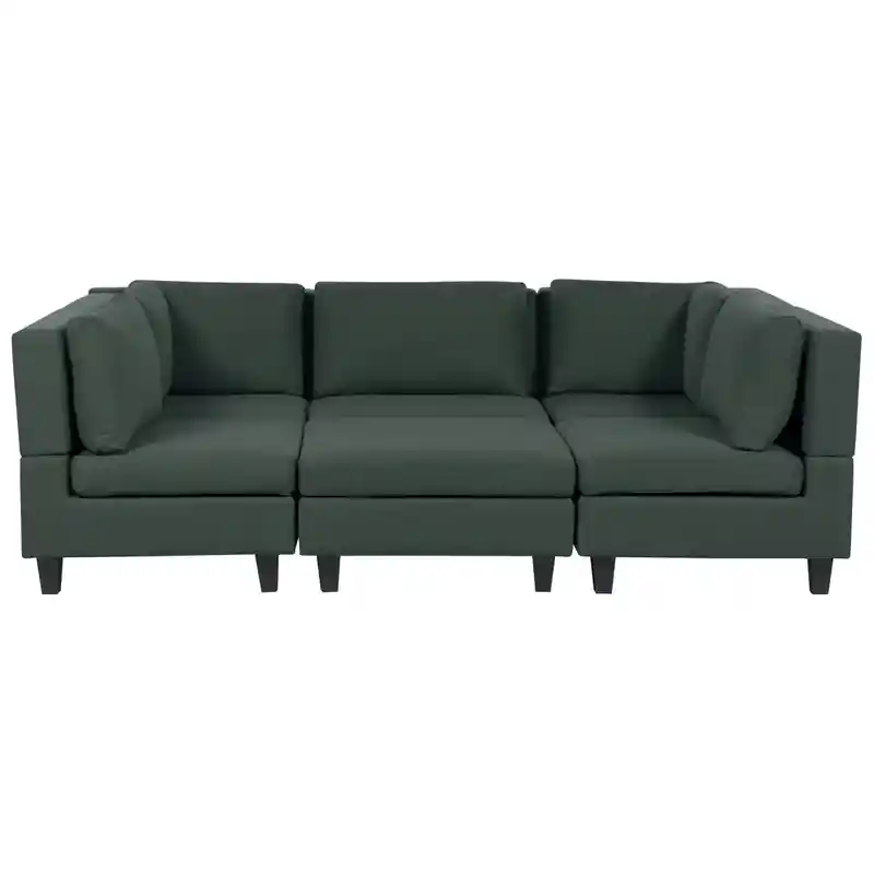 UNSTAD - Moduliare bank met hocker - Donkergroen - 5-zits - Polyester Koopje