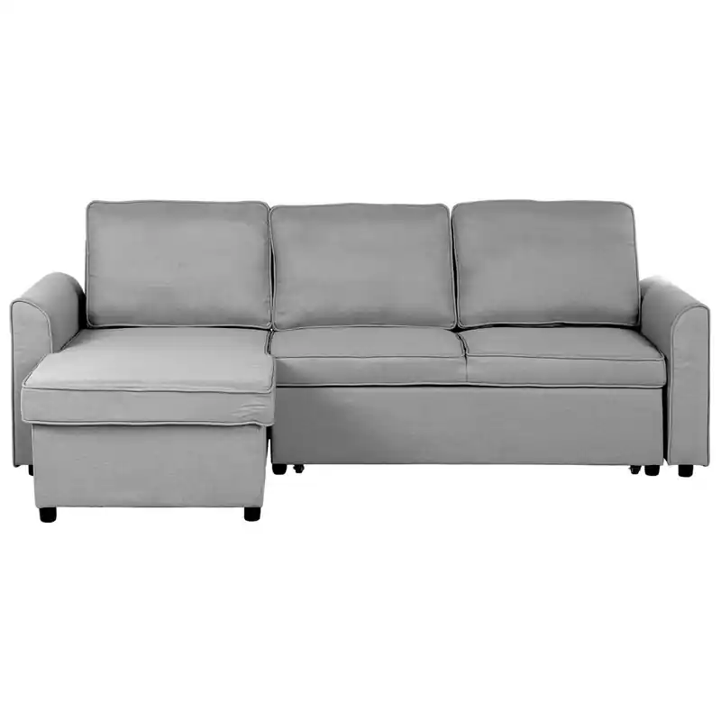 Voordeelprijs NESNA - Hoekslaapbank - Lichtgrijs - Rechterzijde - 228 cm - Polyester