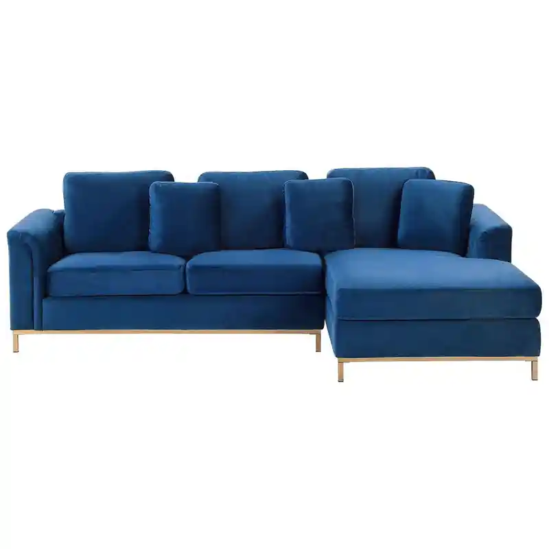 Beperkt Aanbod OSLO - Hoekbank - Donkerblauw - Linkerzijde - 270 cm - Fluweel