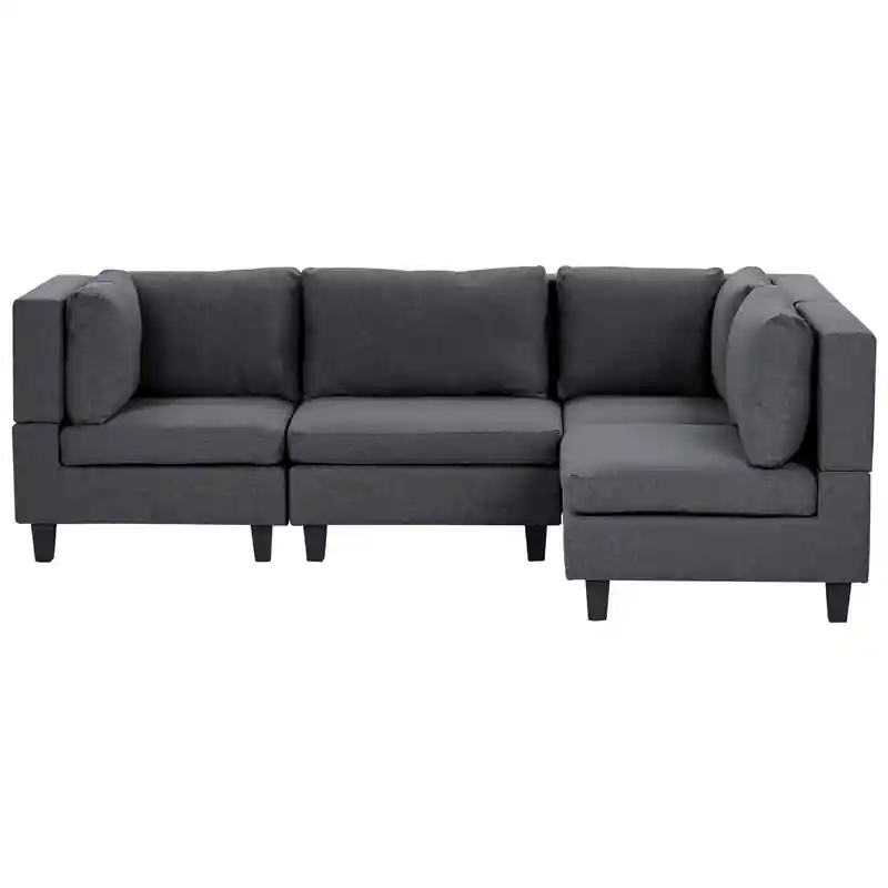 UNSTAD - 4-zitsbank modulair - Donkergrijs - Linkszijdig - Polyester Shop Nu