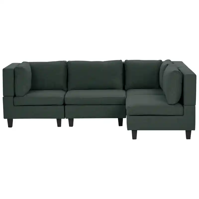 UNSTAD - 4-zitsbank modulair - Donkergroen - Linkszijdig - Polyester Korting
