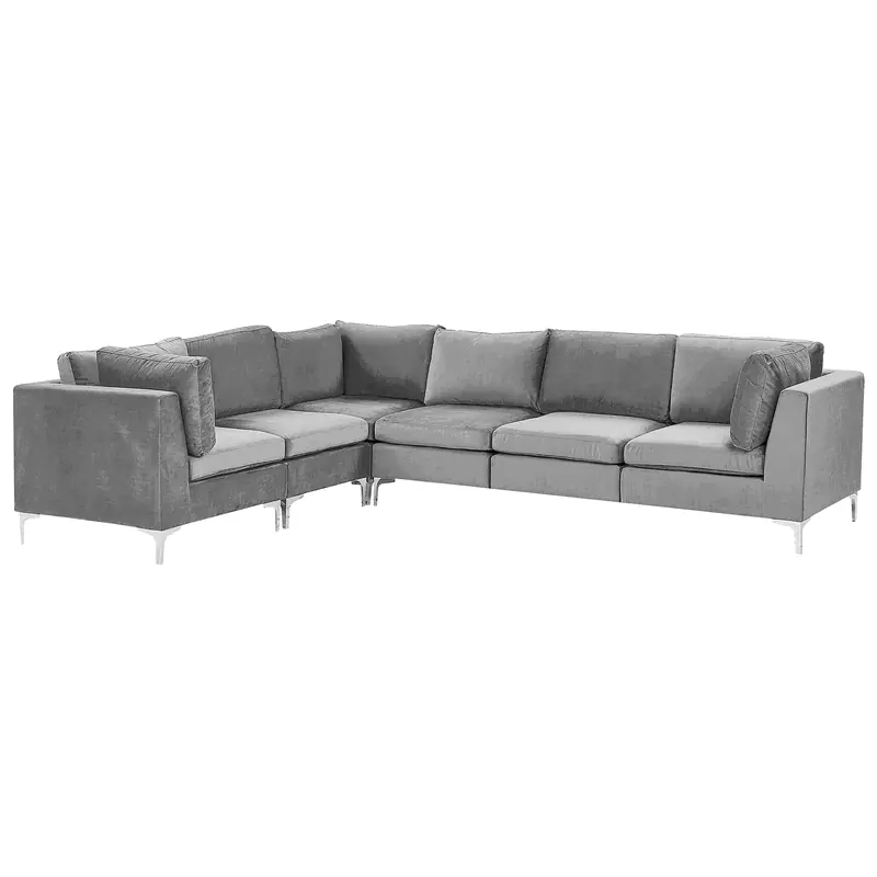 Authentiek EVJA - Hoekbank 6-zits - Grijs - Rechterzijde - 300 cm - Fluweel