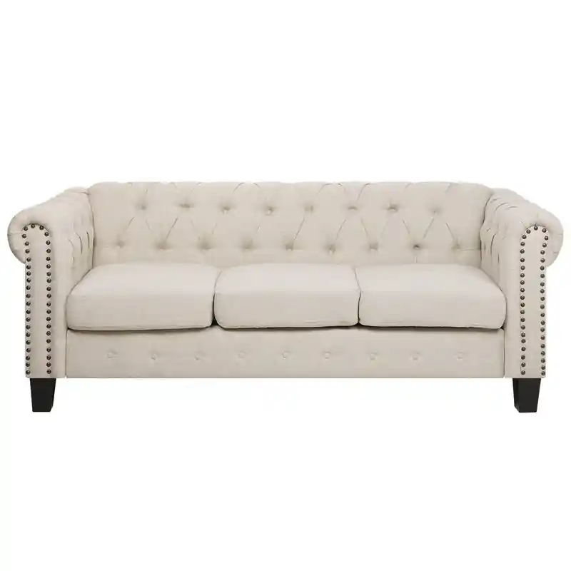 Veilige Betaling CHESTERFIELD - Chesterfield bank 2-zits - Beige - Polyester