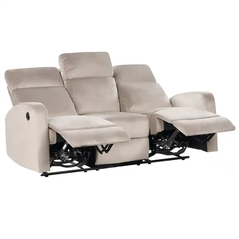 VERDAL - Driezitsbank Elektrisch - Taupe - Fluweel Trendy