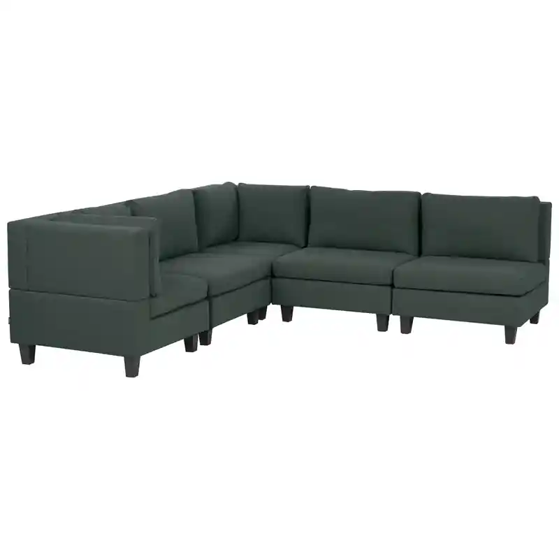 UNSTAD - 5-zitsbank modulair - Donkergroen - Rechtszijdig - Polyester Koop Online