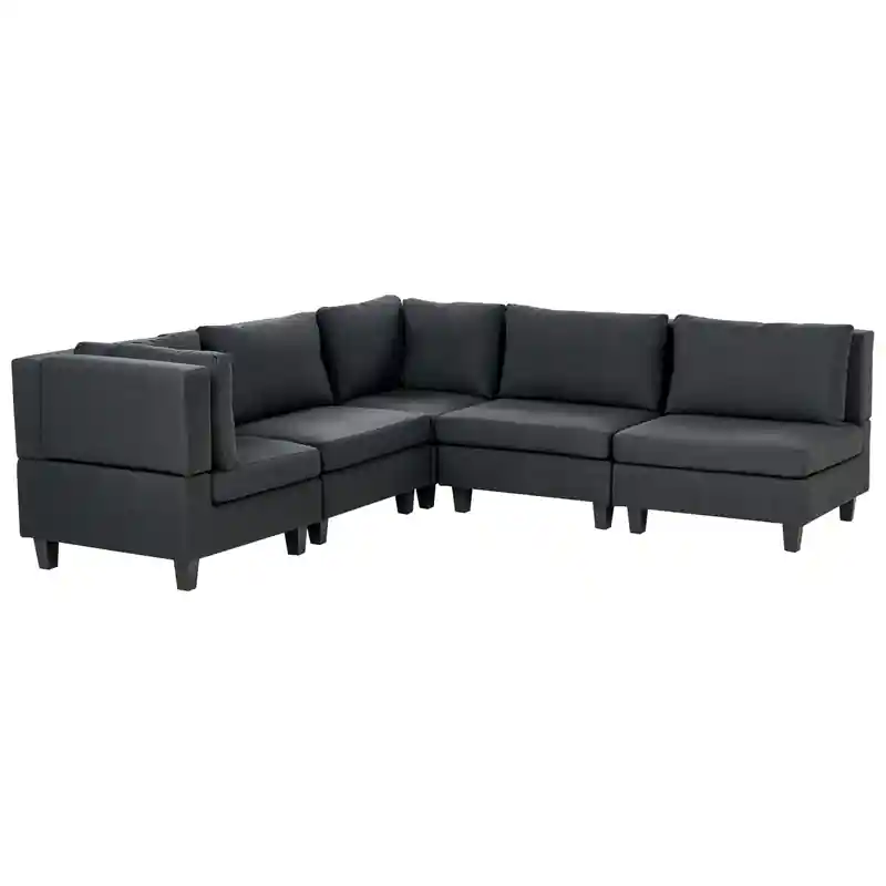 UNSTAD - 5-zitsbank modulair - Zwart - Rechtszijdig - Polyester Alleen Vandaag